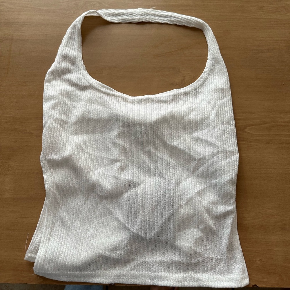Pretty Little Thing White Halter Top Size 06 NWT